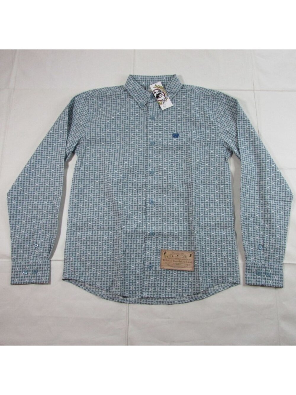 Cinch Boy's LG Long Sleeve Geo Print Button Shirt Blue MTW7060371